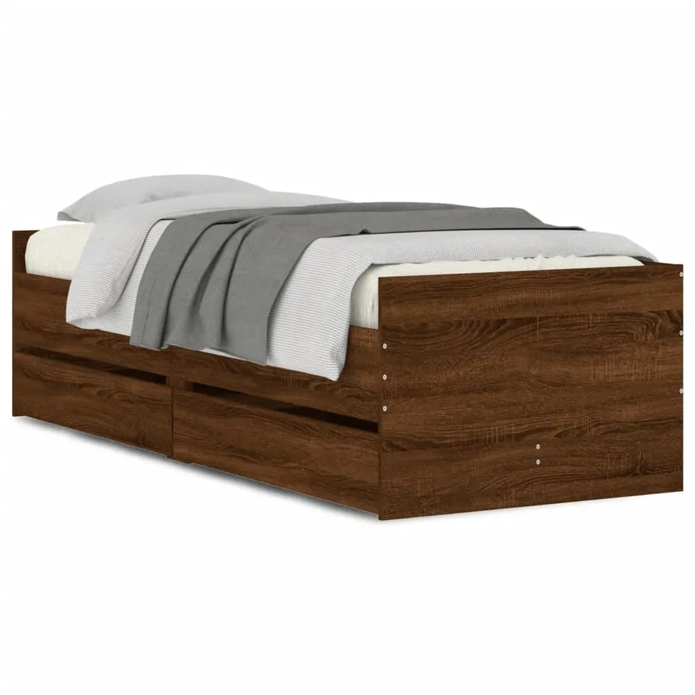 Estrutura de cama com gavetas 90x190 cm carvalho castanho