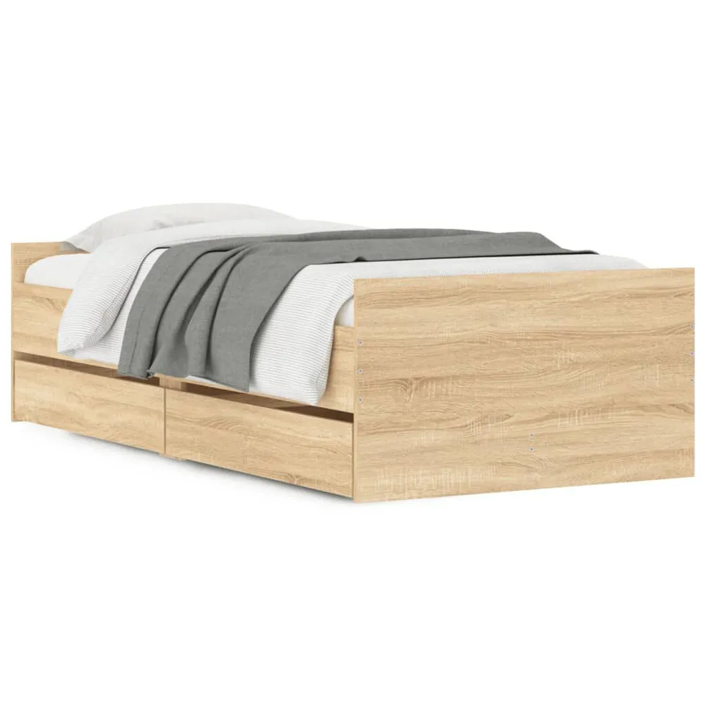 Estrutura de cama com gavetas 90x190 cm carvalho sonoma