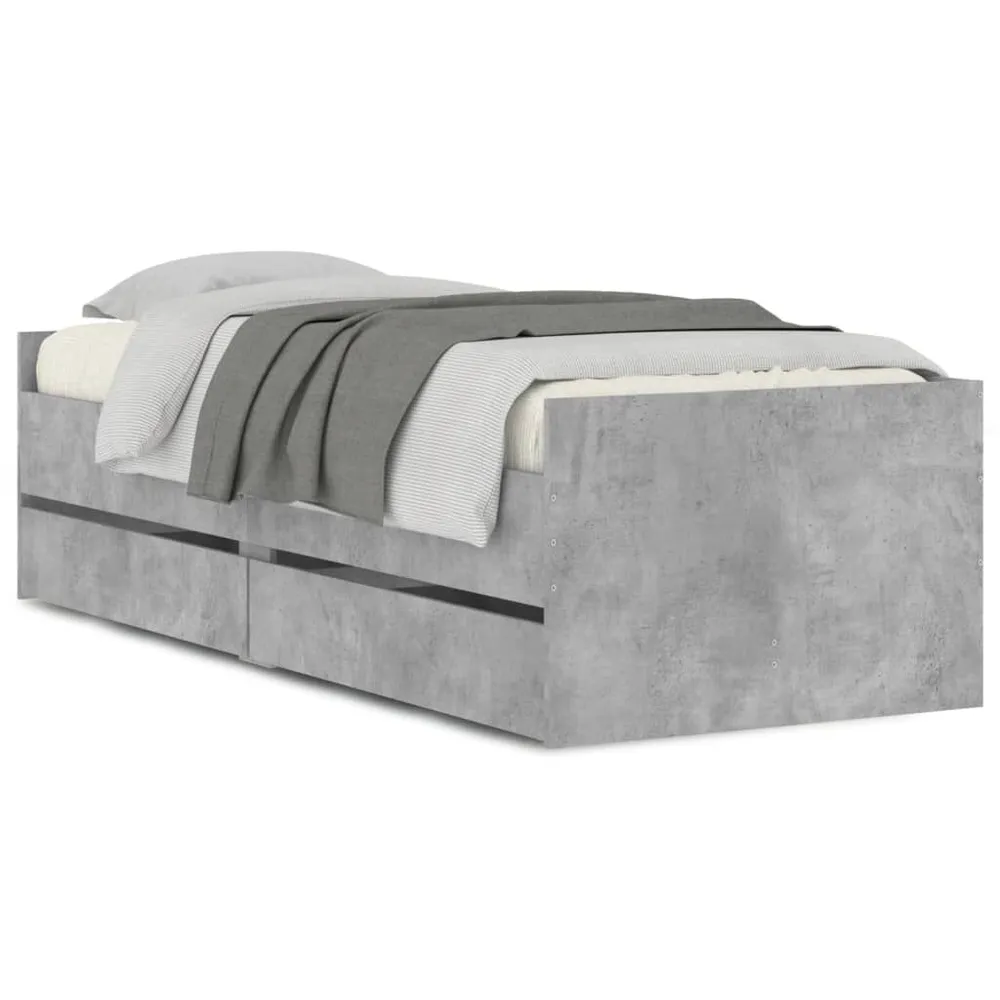 Estrutura de cama com gavetas 90x190 cm cinzento-cimento