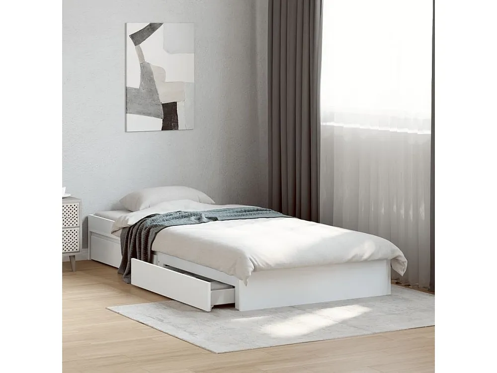 Estrutura de cama com gavetas 90x200 cm derivados madeira branco