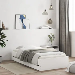 Estrutura de cama com gavetas 90x200 cm derivados madeira branco