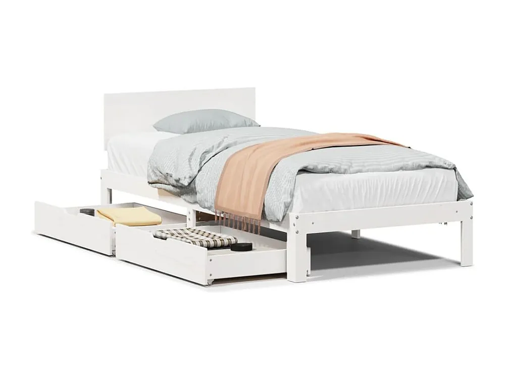 Estrutura de cama com gavetas 90x200 cm pinho maciço branco