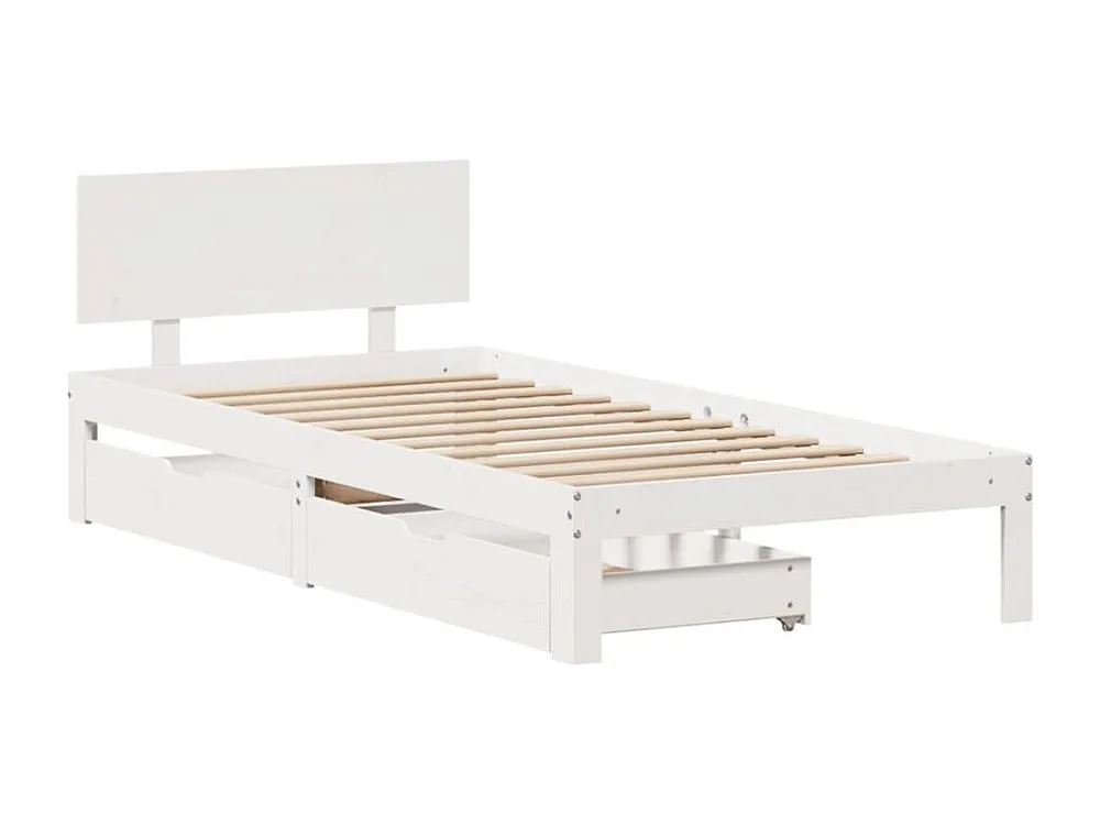 Estrutura de cama com gavetas 90x200 cm pinho maciço branco