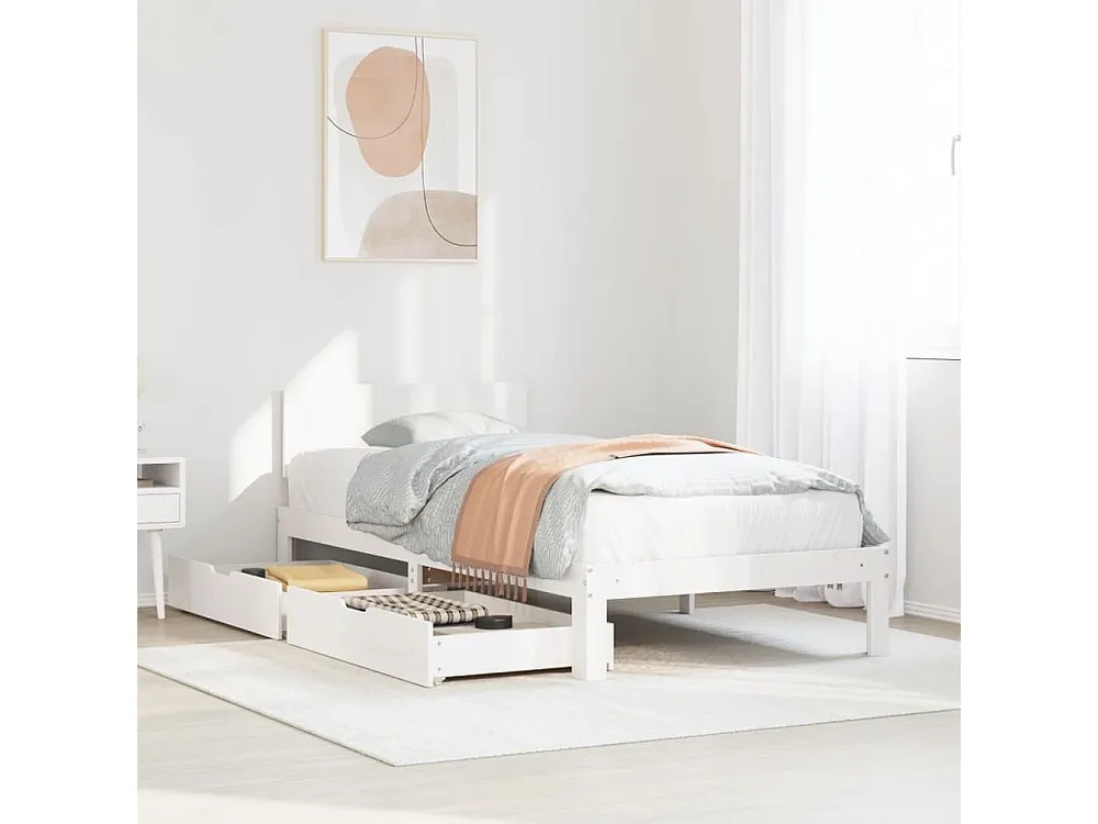 Estrutura de cama com gavetas 90x200 cm pinho maciço branco
