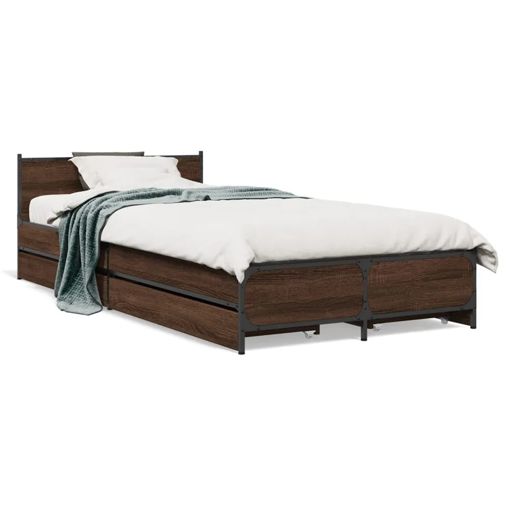 Estrutura cama com gavetas derivados madeira carvalho castanho