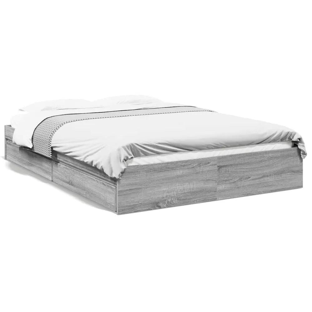 Estrutura de cama com gavetas derivados madeira cinza sonoma