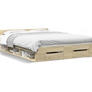 Estrutura de cama com gavetas derivados madeira carvalho sonoma