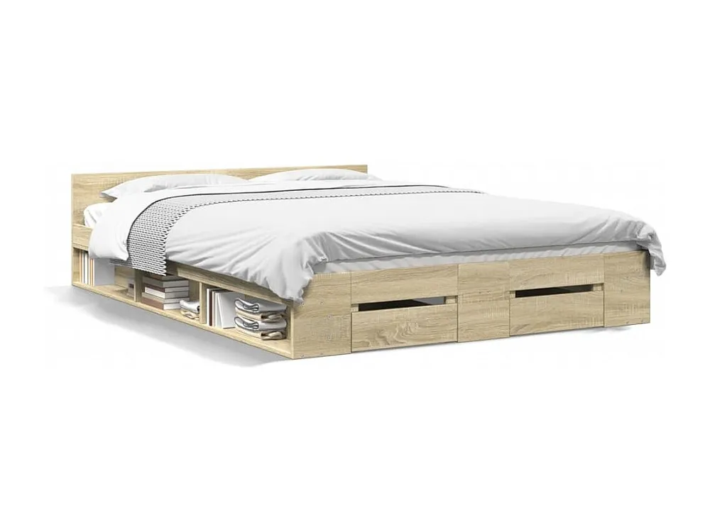 Estrutura de cama com gavetas derivados madeira carvalho sonoma
