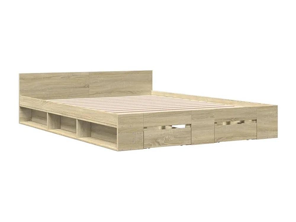 Estrutura de cama com gavetas derivados madeira carvalho sonoma