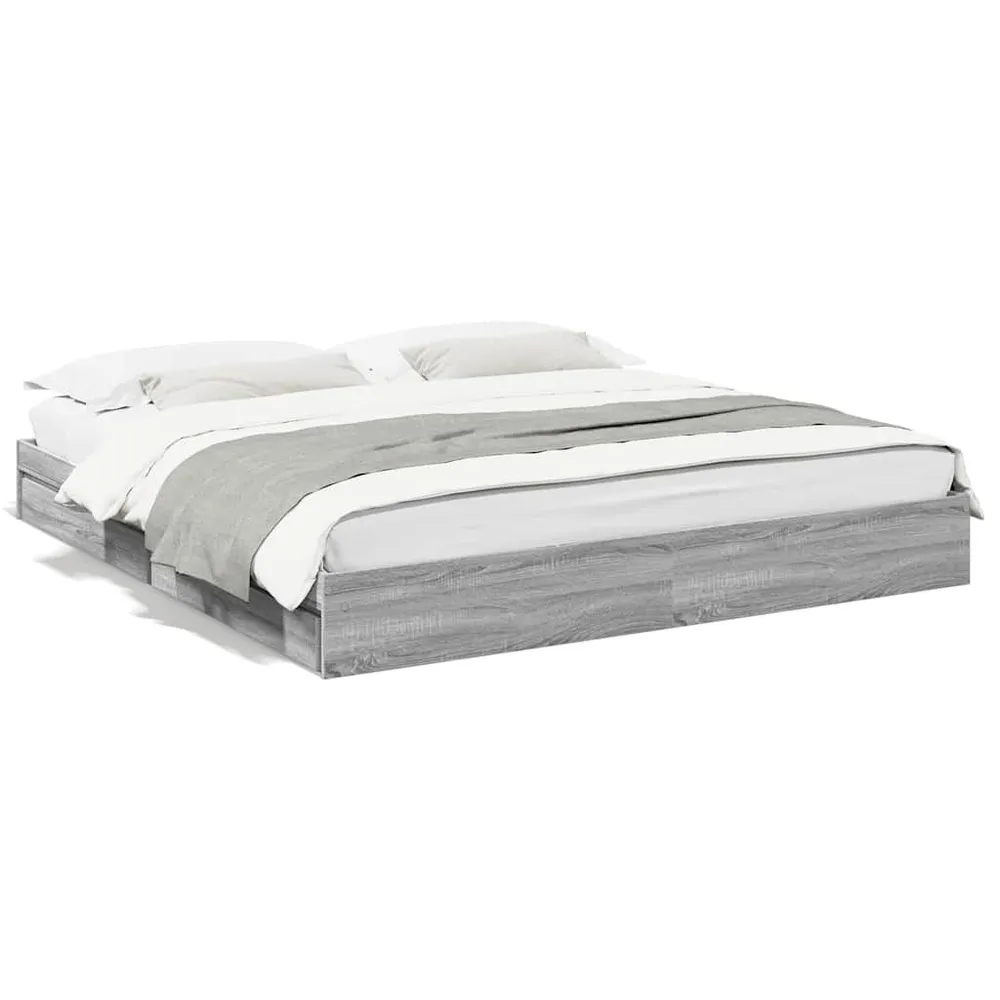 Estrutura de cama com gavetas derivados madeira cinza sonoma