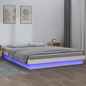 Estrutura cama com LED pequena casal 120x190 cm pinho branco
