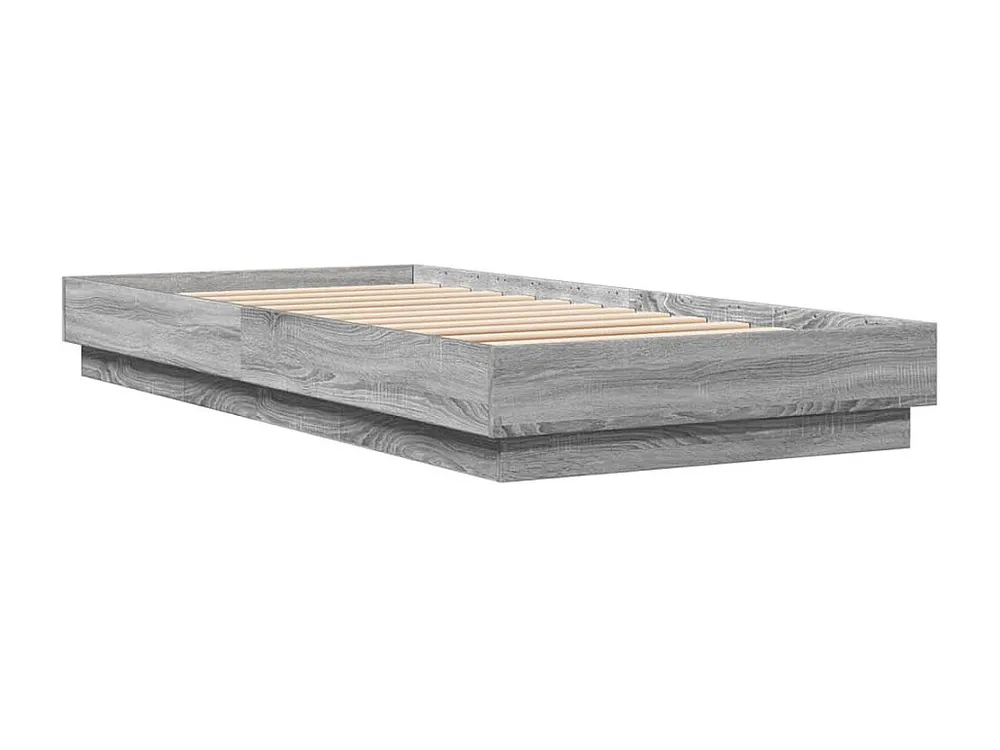 Estrutura de cama com luzes LED 90x200 cm cinzento sonoma