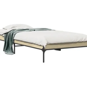 Estrutura de cama derivados de madeira e metálico carvalho sonoma