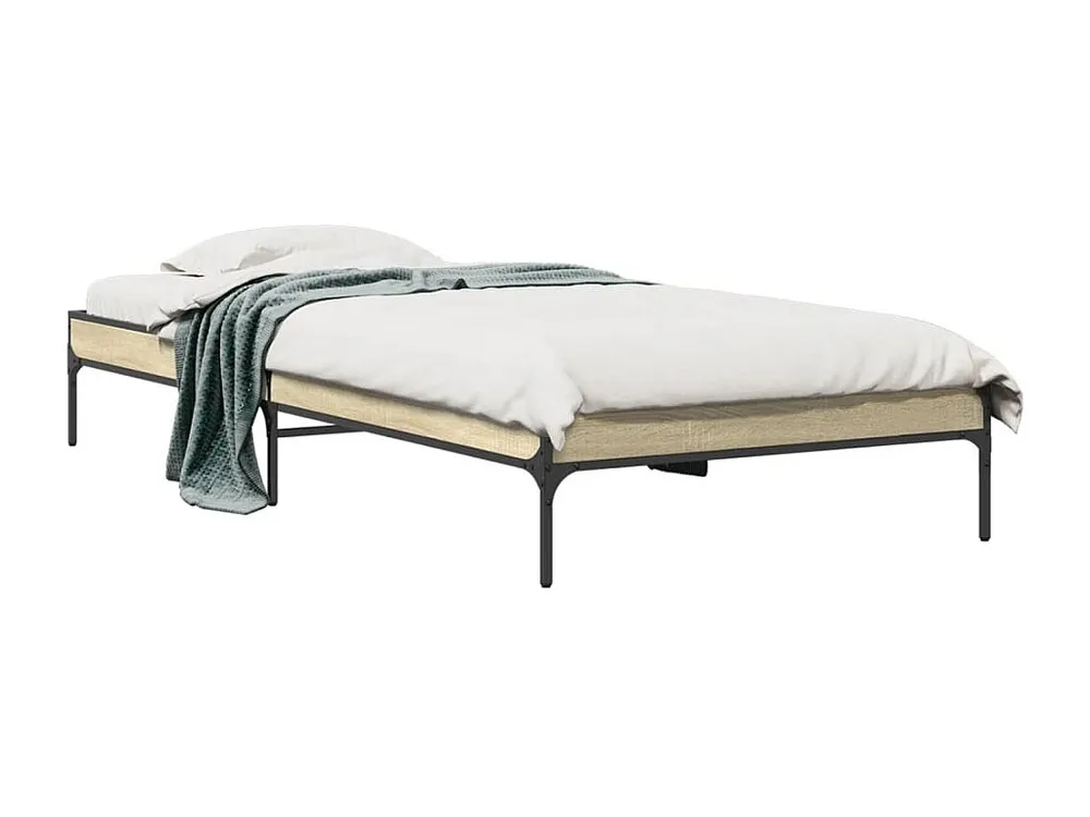 Estrutura de cama derivados de madeira e metálico carvalho sonoma