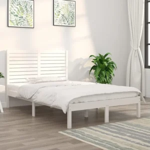 Estrutura de cama dupla pequena 120x190cm madeira maciço branco