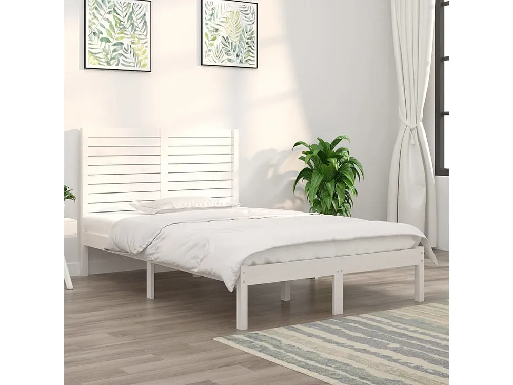 Estrutura de cama dupla pequena 120x190cm madeira maciço branco