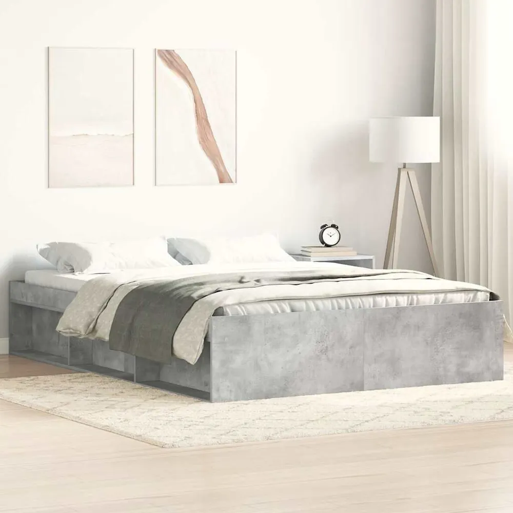 Estrutura de cama king 150x200 cm cinza cimento