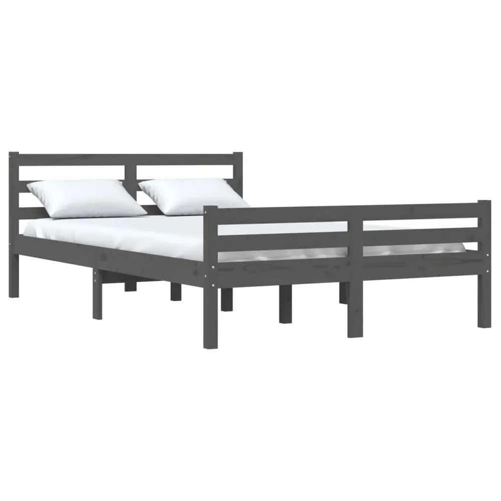 Estrutura de cama king 150x200 cm madeira maciç cinza