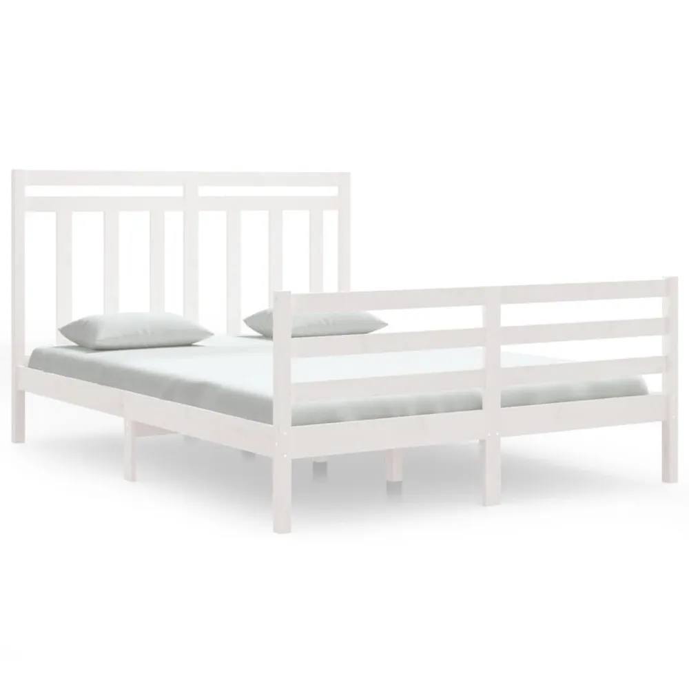 Estrutura de cama king 150x200 cm madeira maciç branco