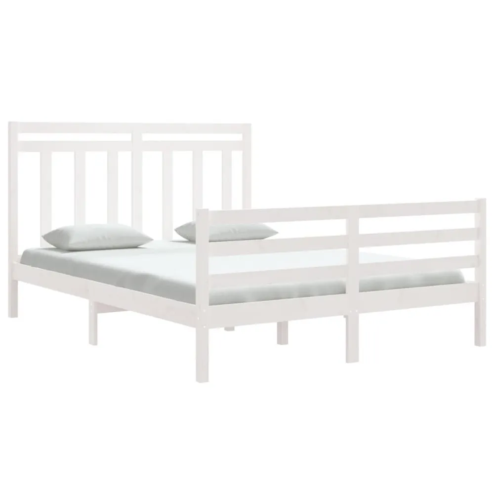 Estrutura de cama king 150x200 cm madeira maciç branco