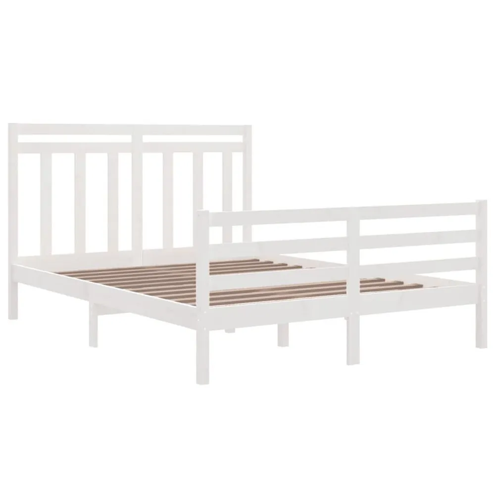 Estrutura de cama king 150x200 cm madeira maciç branco