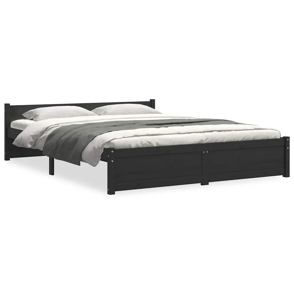 Estrutura de cama king 150x200 cm madeira maciç preto