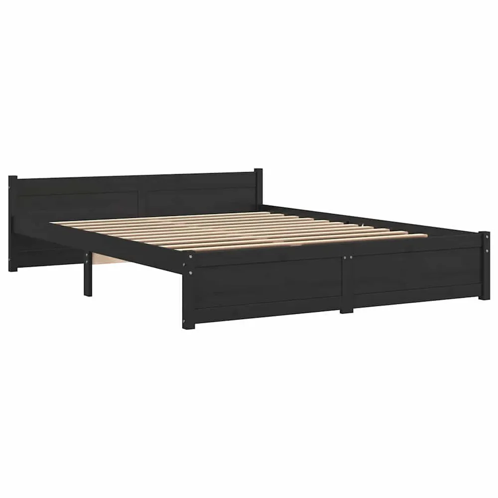 Estrutura de cama king 150x200 cm madeira maciç preto