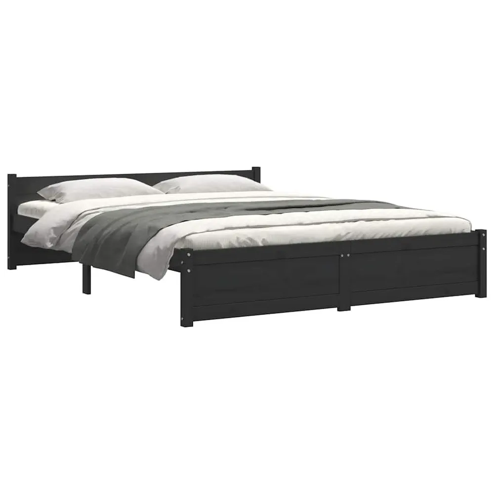Estrutura de cama king 150x200 cm madeira maciç preto