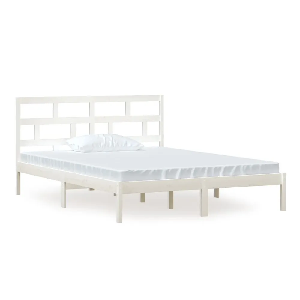 Estrutura de cama king 150x200 cm madeira maciç branco