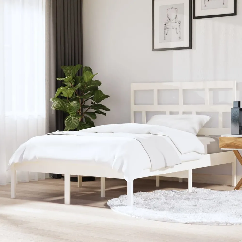 Estrutura de cama king 150x200 cm madeira maciç branco