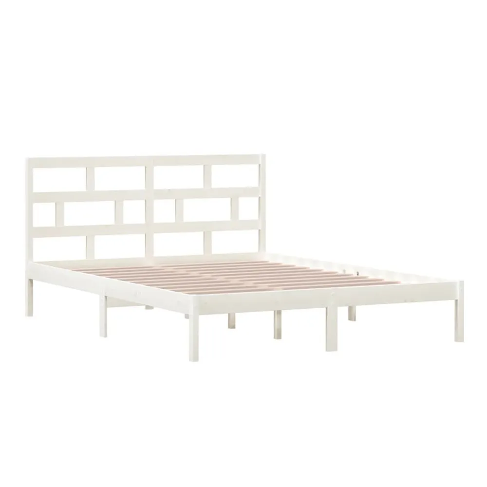 Estrutura de cama king 150x200 cm madeira maciç branco
