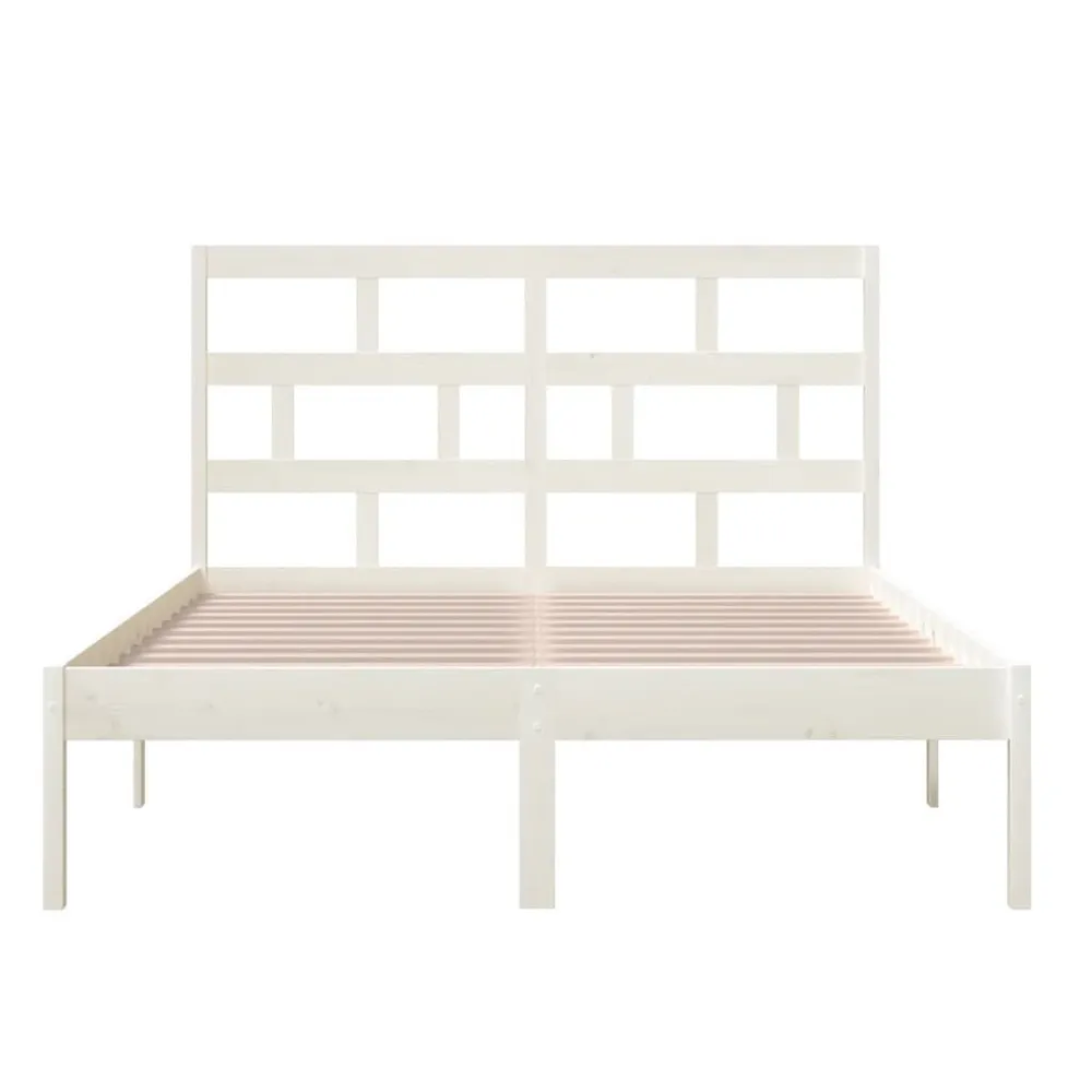 Estrutura de cama king 150x200 cm madeira maciç branco