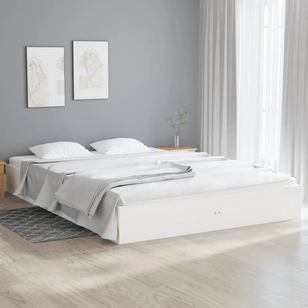 Estrutura de cama king 150x200 cm madeira maciç branco