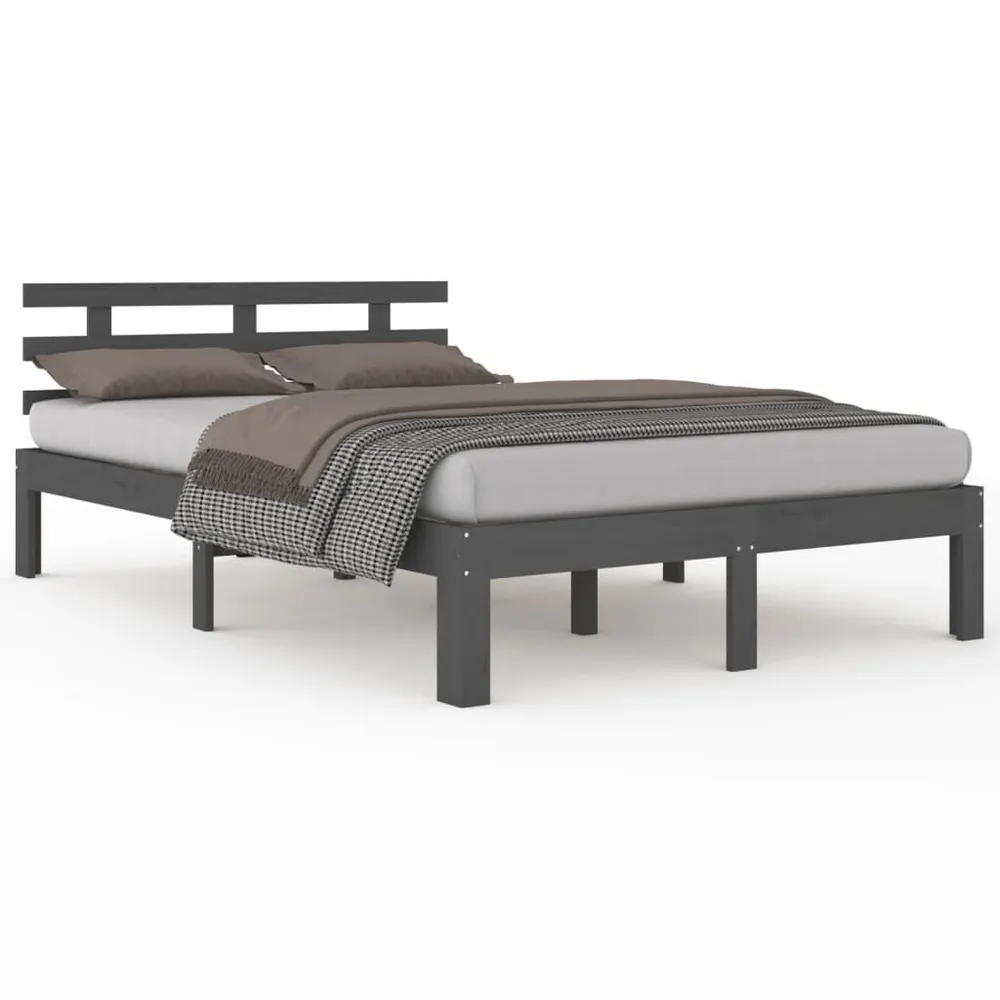 Estrutura de cama king 150x200 cm madeira maciç cinza