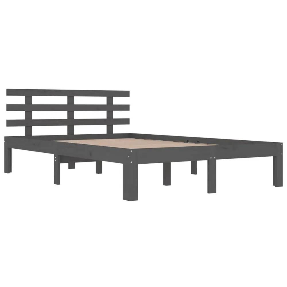Estrutura de cama king 150x200 cm madeira maciç cinza
