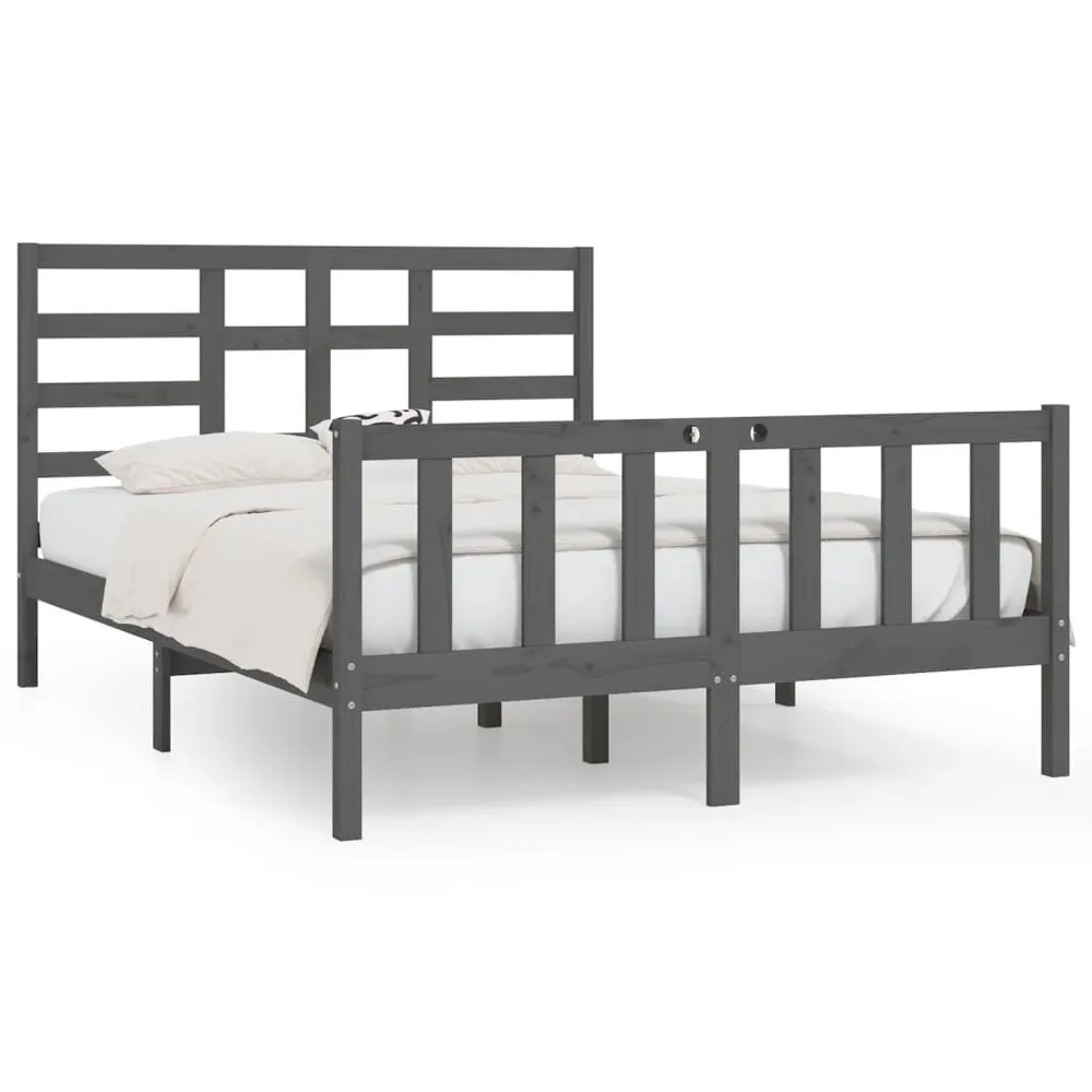 Estrutura de cama king 150x200 cm madeira maciç cinza
