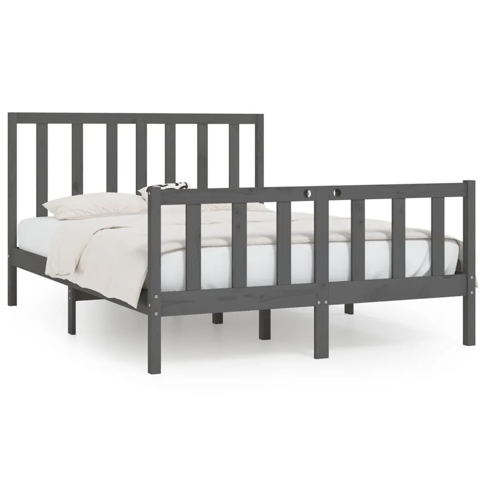 Estrutura de cama king 150x200 cm madeira maciç cinza