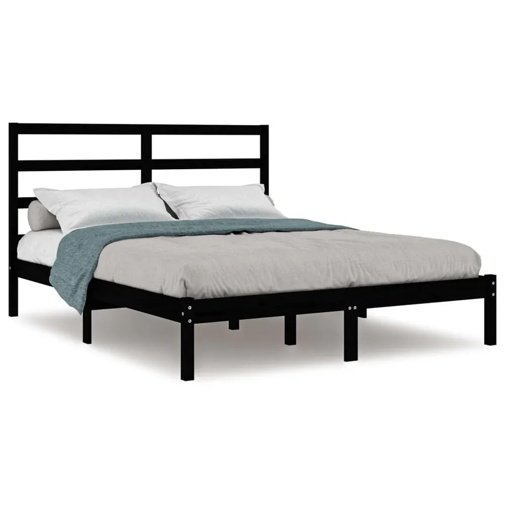 Estrutura de cama king 150x200 cm madeira maciç preto