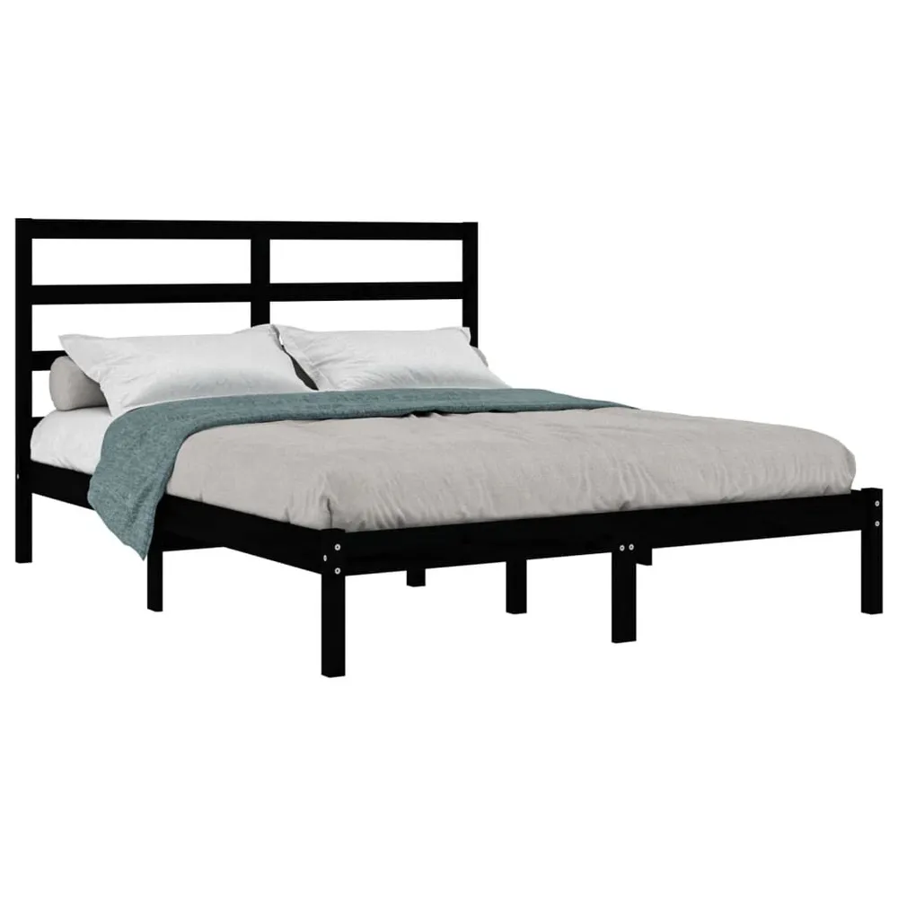 Estrutura de cama king 150x200 cm madeira maciç preto