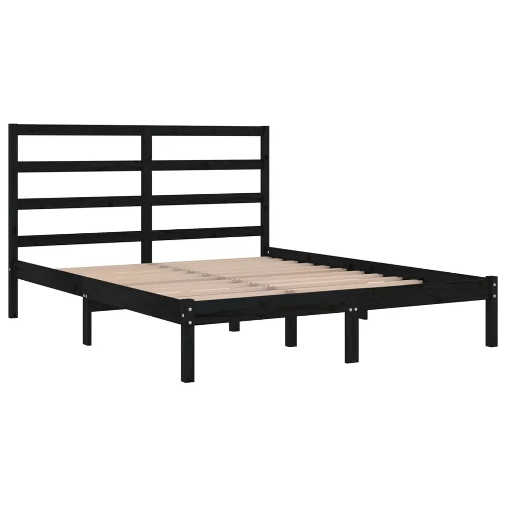 Estrutura de cama king 150x200 cm madeira maciç preto