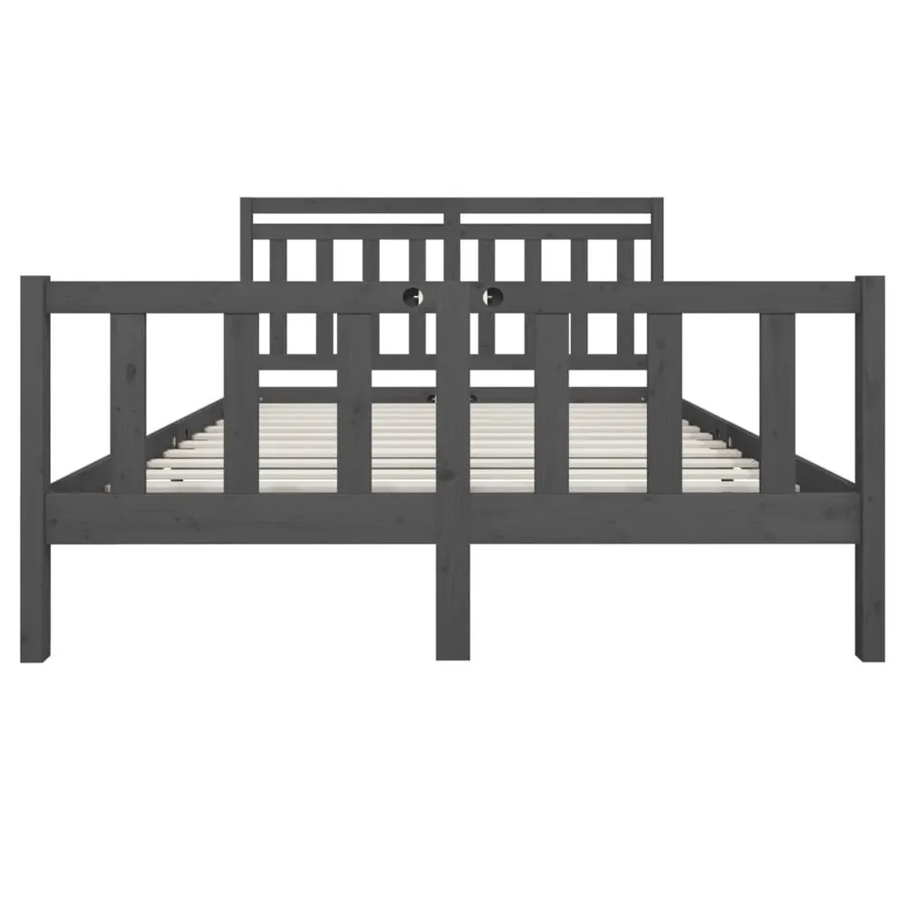 Estrutura de cama king 150x200 cm madeira maciç cinzento