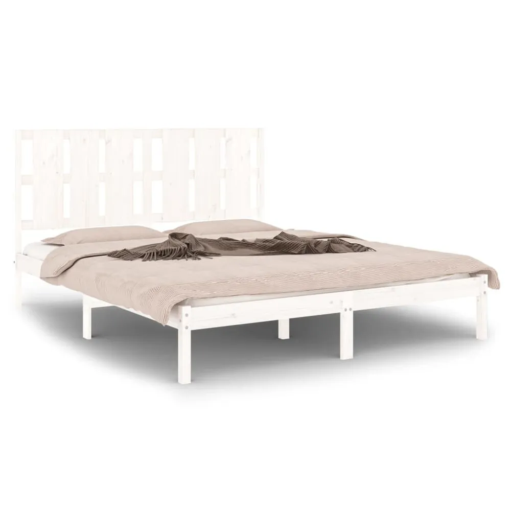 Estrutura de cama king 150x200 cm madeira maciç branco
