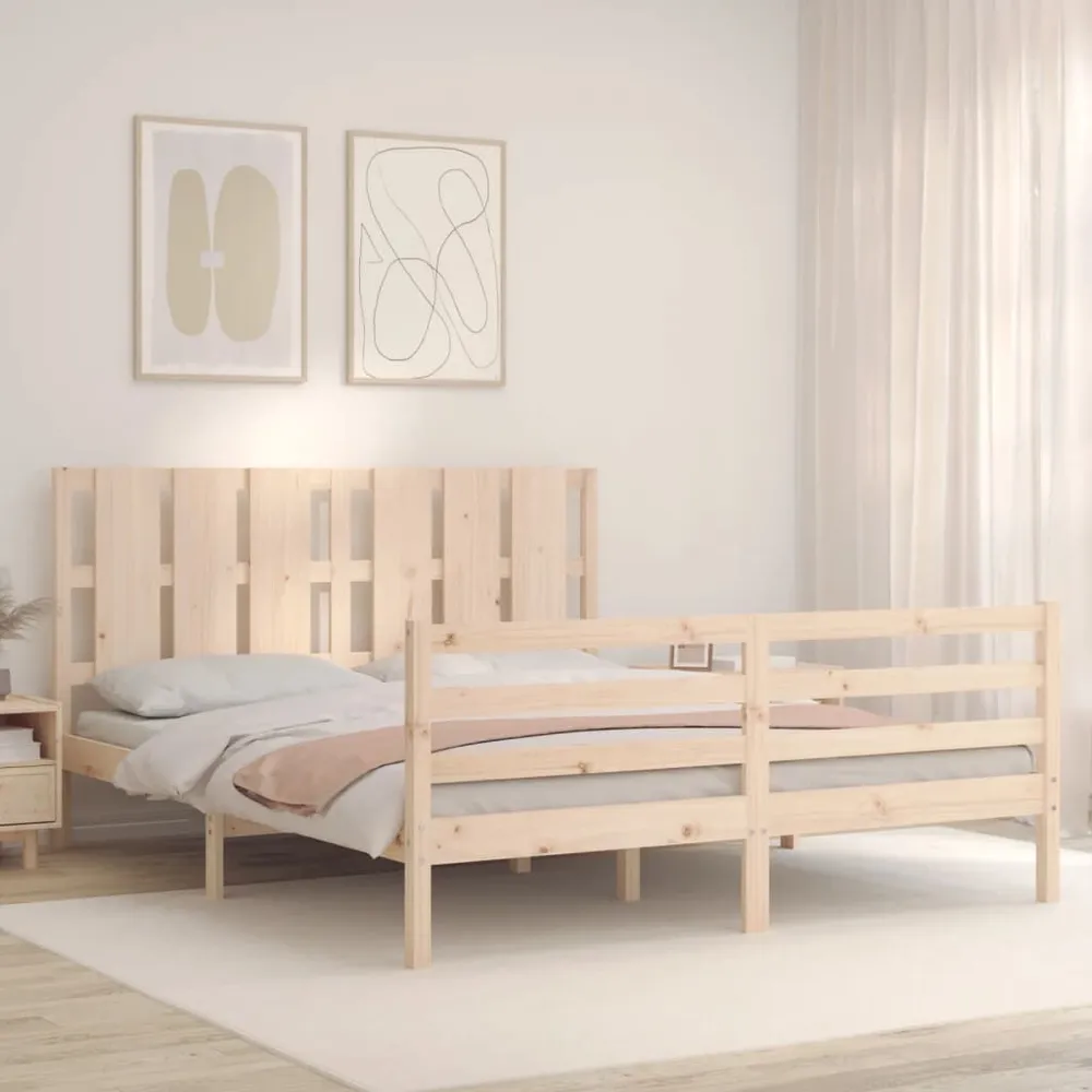 Estrutura de cama King Size com cabeceira madeira maciç