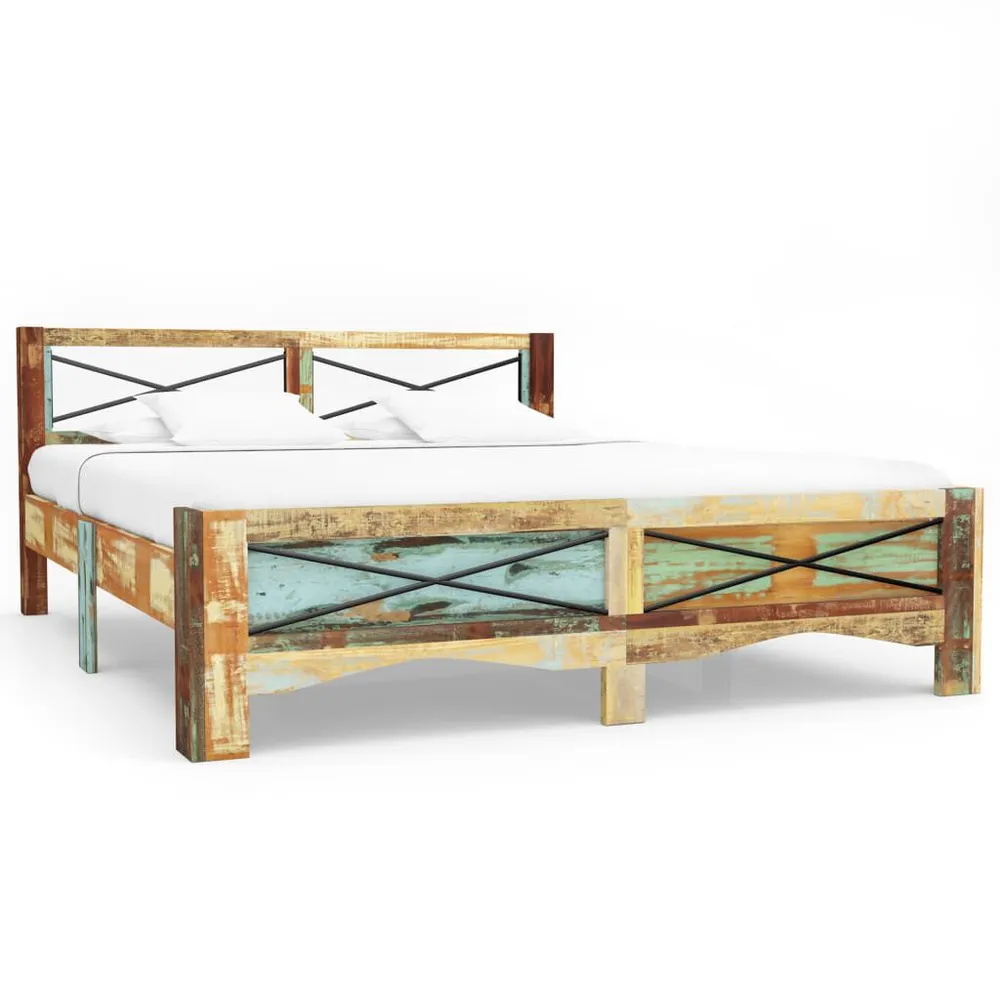 Estrutura de cama madeira recuperada maciç 160x200 cm