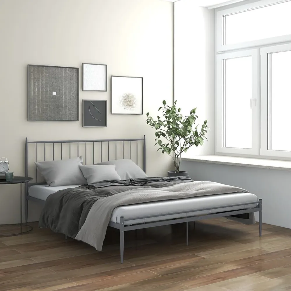 Estrutura de cama metálico 140x200 cm cinzento