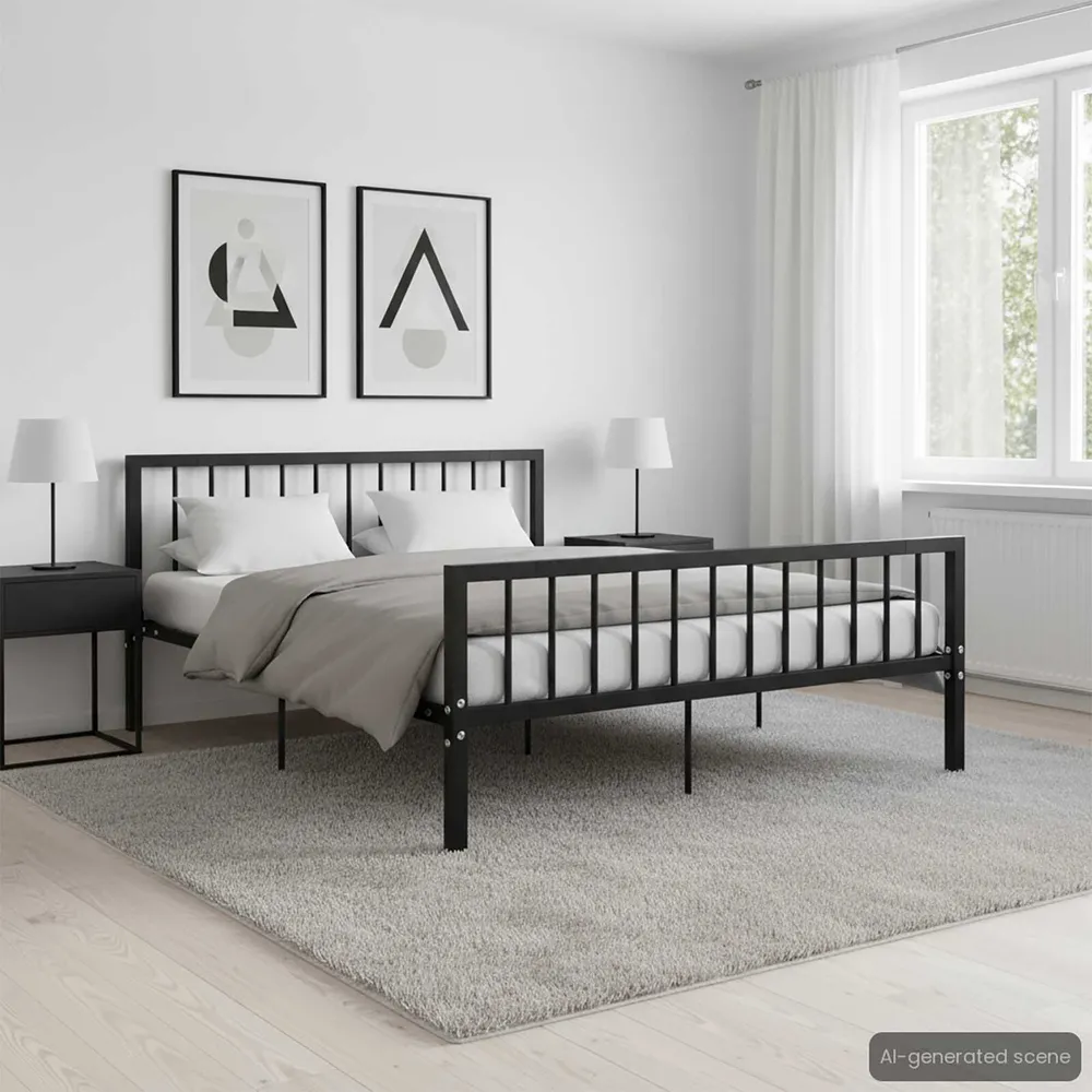 Estrutura de cama metálico 160x200 cm preto