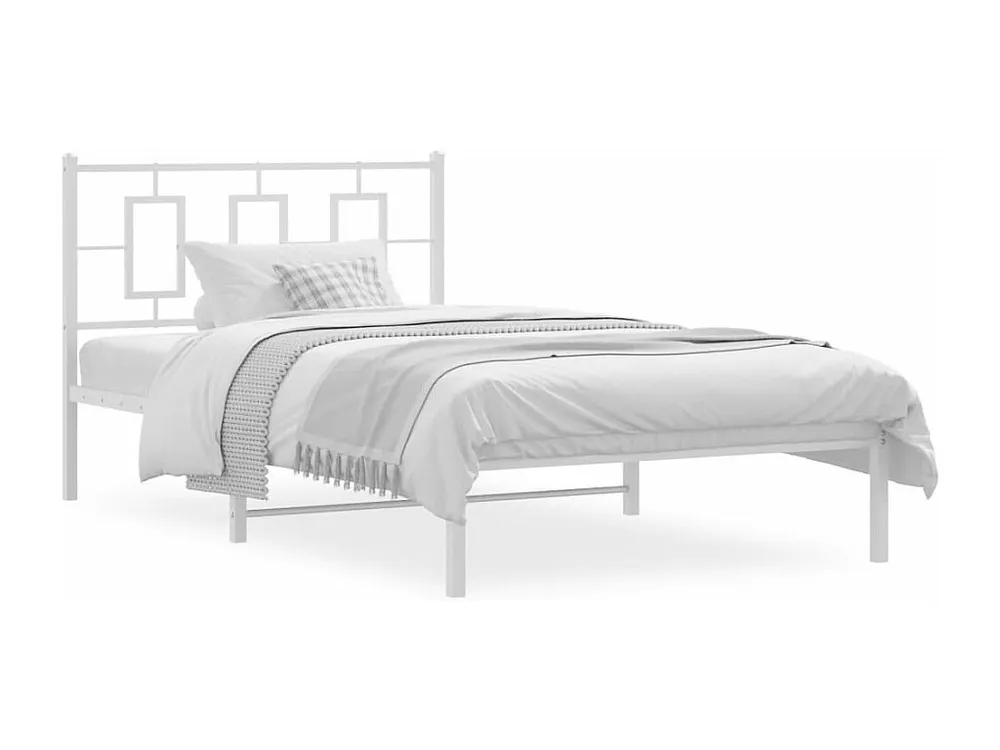 Estrutura de cama em metálico com cabeceira 107x203 cm branco
