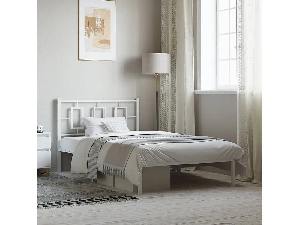 Estrutura de cama em metálico com cabeceira 107x203 cm branco