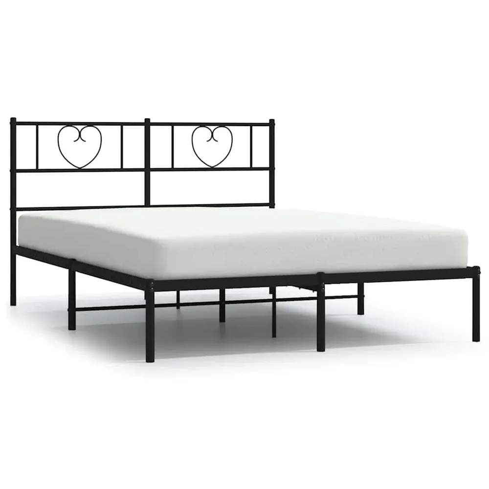 Estrutura de cama em metálico com cabeceira 150x200 cm preto