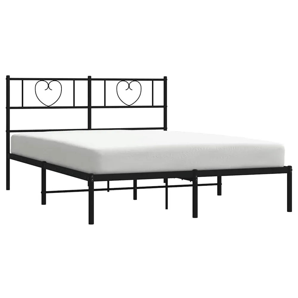 Estrutura de cama em metálico com cabeceira 150x200 cm preto
